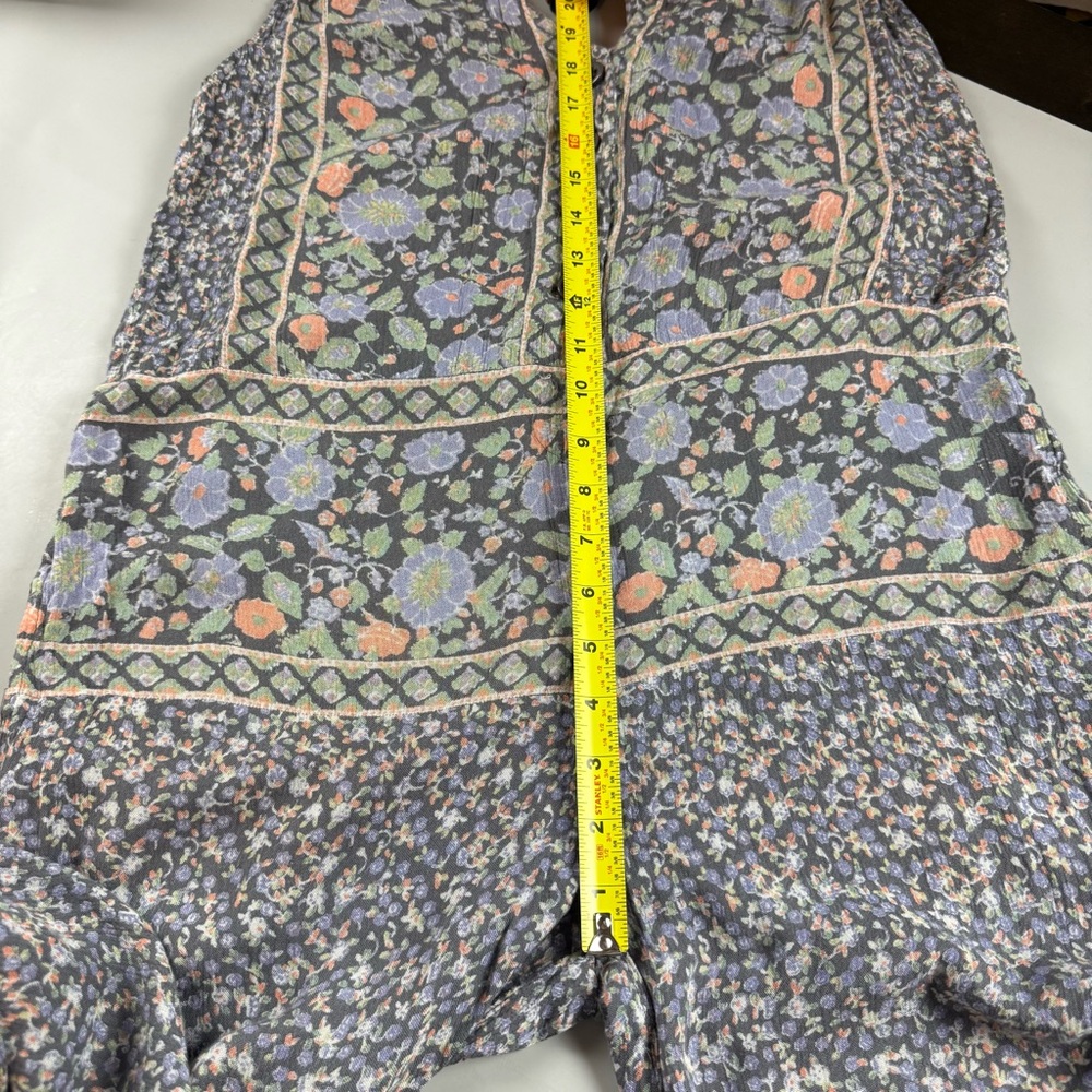 Free People Floral Boho Cropped Wide Leg Jumpsuit Lilac Lavender Gray XS - Picture 10 of 12